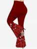 Plus Size Glitter Snowflake Ball Line Print Christmas Flare Pants -  