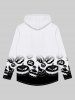 T-shirt D'Halloween Gothique en Blocs de Couleurs Citrouille Imprimée à Lacets à Cordon - Blanc M