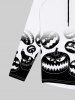 T-shirt D'Halloween Gothique en Blocs de Couleurs Citrouille Imprimée à Lacets à Cordon - Blanc M