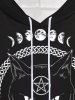 Gothic 3D Cat Moon Braided Star Print Pocket Drawstring Hoodie For Men -  