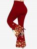 Plus Size Christmas Ball Hat Snowman Glitter Print Flare Pants -  
