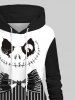 Plus Size Striped Ghost Face Bowknot Print Pocket Drawstring Hoodie -  