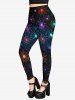 Gothic Glitter Colorful Spider Webs Print Halloween Skinny Leggings -  