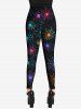 Gothic Glitter Colorful Spider Webs Print Halloween Skinny Leggings -  