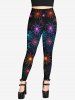 Gothic Glitter Colorful Spider Webs Print Halloween Skinny Leggings -  