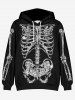 Plus Size Halloween Skeleton Glitter 3D Print Drawstring Hoodie -  