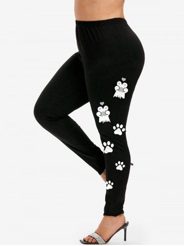 Plus Size Cat Claw Print Skinny Leggings