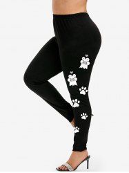 Plus Size Cat Claw Print Skinny Leggings -  