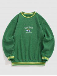 Men's GREAT SMOKY MOUNTAINS Sun Embroidered Ribbed Crew Neck Fluffy Teddy Fleece Pullover Sweatshirt -  