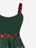 Plus Size 3D Glitter Sparkling Lamp Bell Ribbon Print Christmas Tank Dress -  