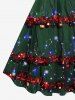 Plus Size 3D Glitter Sparkling Lamp Bell Ribbon Print Christmas Tank Dress -  