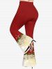 Plus Size Christmas Ball Leaf Glitter Colorblock Print Flare Pants -  