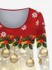Plus Size Christmas Ball Leaf Snowflake Glitter Colorblock Print T-shirt -  