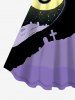 Plus Size Moon Galaxy Tree Cross Cloud Print Halloween Tank Dress -  
