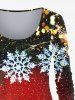 Plus Size Christmas Ball Snowflake Glitter Print T-shirt -  