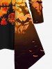 Costume D'Halloween en Dentelle à Crâne Citrouille et Chauve-souris Imprimés Grande Taille - Orange 
