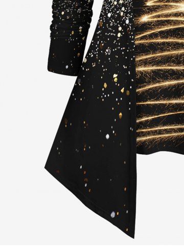 Plus Size Christmas Star Glitter Sparkling Sequin 3D Print 2 In 1 Tee