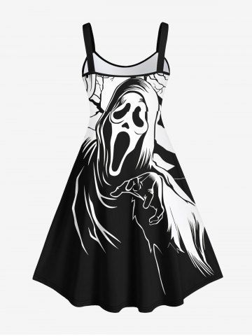 Plus Size 3D Wizard Tree Print Halloween Tank Dress