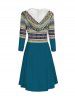 Robe à Capuche Asymétrique Tribale Géométrique Imprimée à Ourlet Asymétrique - Bleu M | États-Unis 6