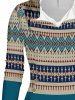 Robe à Capuche Asymétrique Tribale Géométrique Imprimée à Ourlet Asymétrique - Bleu XXL | NOUS 14