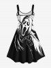 Plus Size 3D Wizard Tree Print Halloween Tank Dress -  