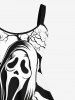 Plus Size 3D Wizard Tree Print Halloween Tank Dress -  