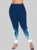 Plus Size Christmas Tree Star Glitter Print Leggings -  