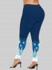 Plus Size Christmas Tree Star Glitter Print Leggings -  