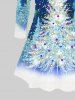 T-shirt grande taille imprimé sapin de Noël étoiles galaxie paillettes - Bleu S