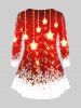 Plus Size Christmas Star Snowflake Colorblock Glitter Print T-shirt -  