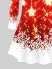 Plus Size Christmas Star Snowflake Colorblock Glitter Print T-shirt -  
