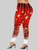Legging Etoile Flocon de Neige Noël Imprimé en Blocs de Couleurs de Grande Taille à Paillettes - Rouge 6X