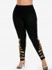 Plus Size Christmas Star Glitter 3D Print Leggings -  