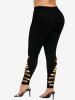 Plus Size Christmas Star Glitter 3D Print Leggings -  