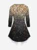 T-shirt de Noël Brillant 3D Etoile Imprimée de Grande Taille à Paillettes - d'or XS