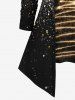 T-shirt de Noël Brillant 3D Etoile Imprimée de Grande Taille à Paillettes - d'or XS