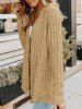 Solid Color Cable Twist Knit Button Up Sweater Cardigan -  