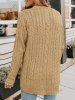 Solid Color Cable Twist Knit Button Up Sweater Cardigan -  