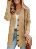 Solid Color Cable Twist Knit Button Up Sweater Cardigan -  