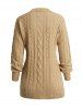 Solid Color Cable Twist Knit Button Up Sweater Cardigan -  