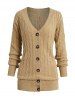 Solid Color Cable Twist Knit Button Up Sweater Cardigan -  