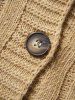 Solid Color Cable Twist Knit Button Up Sweater Cardigan -  