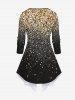 Plus Size Christmas Star Glitter Sparkling Sequin 3D Printed 2 In 1 Tee and Leggings Outfit -  