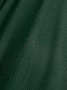 T-shirt Côtelé Mouchoir en Couleur Unie Grande Taille à Lacets à Col Relevé - Vert profond L | US 12