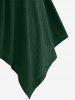 T-shirt Côtelé Mouchoir en Couleur Unie Grande Taille à Lacets à Col Relevé - Vert profond L | US 12