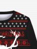 Sweat-shirt à Lettre et Renne de Noël Style Gothique pour Homme - Noir 3XL