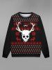 Gothic Christmas Elk Skull Letters Print Sweatshirt For Men -  