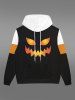 Gothic Halloween Smile Colorblock Print Fleece Lining Hoodie For Men -  