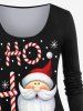 Plus Size Christmas Santa Claus Candy Bar Snowflake Print T-shirt -  