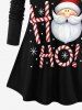 T-shirt grande taille à motif flocons de neige et Père Noël, barres chocolatées et barres chocolatées - Noir 1X